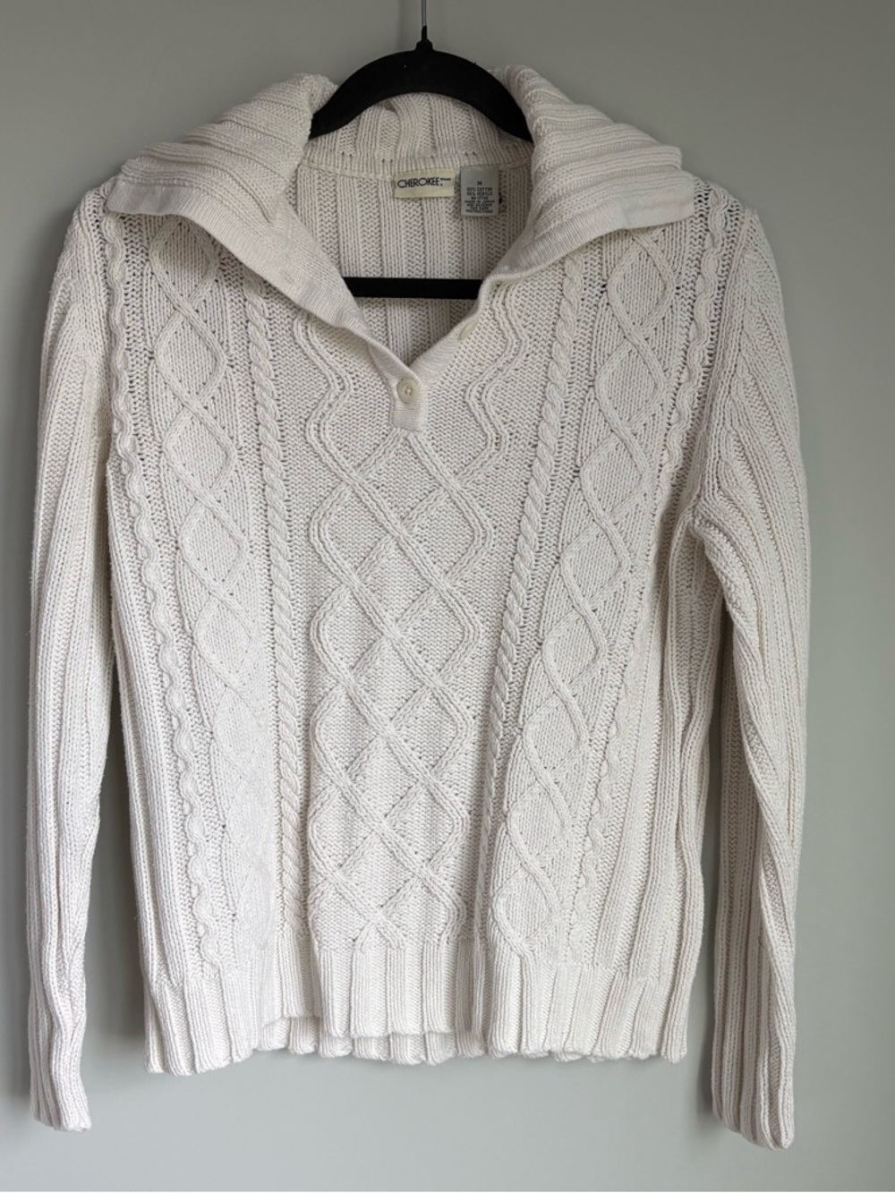 Cherokee Cotton Collared Button Cable knit Sweater